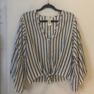 White and blue stripped blouse